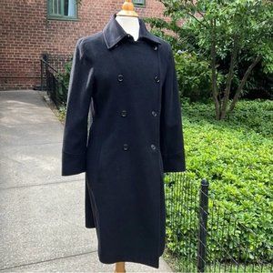 Theory Black Double Breasted Wool Coat